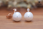 Load image into Gallery viewer, Pearl Diamond Ear Studs
