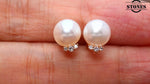 Load image into Gallery viewer, PEARL DIAMOND EAR STUDS
