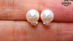 PEARL DIAMOND EAR STUDS