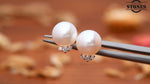 Load image into Gallery viewer, PEARL DIAMOND EAR STUDS
