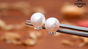 PEARL DIAMOND EAR STUDS