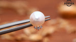 Load image into Gallery viewer, PEARL DIAMOND EAR STUDS
