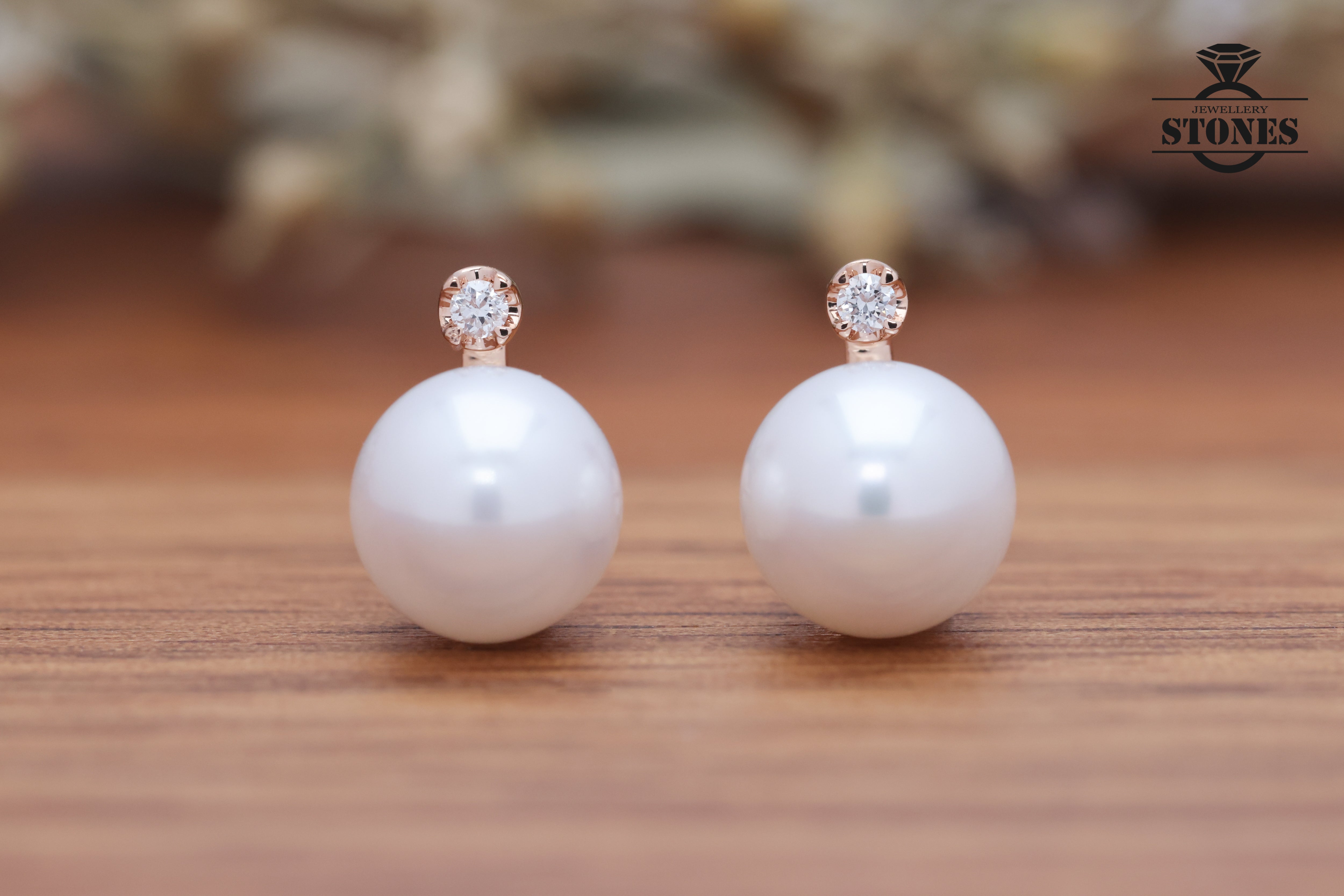 Pearl Diamond Ear Studs