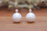 Load image into Gallery viewer, Pearl Diamond Ear Studs
